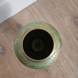 Vase in cloisonné and water green enameled brass