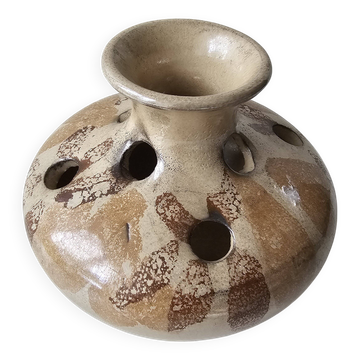 Vase en céramique pique-fleurs Signé La Roue (Vallauris)