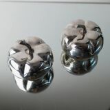 Silver-plated vintage Christian Dior Pumpkin set: two lidded metal bowls with removable integrated lighter, 1970s