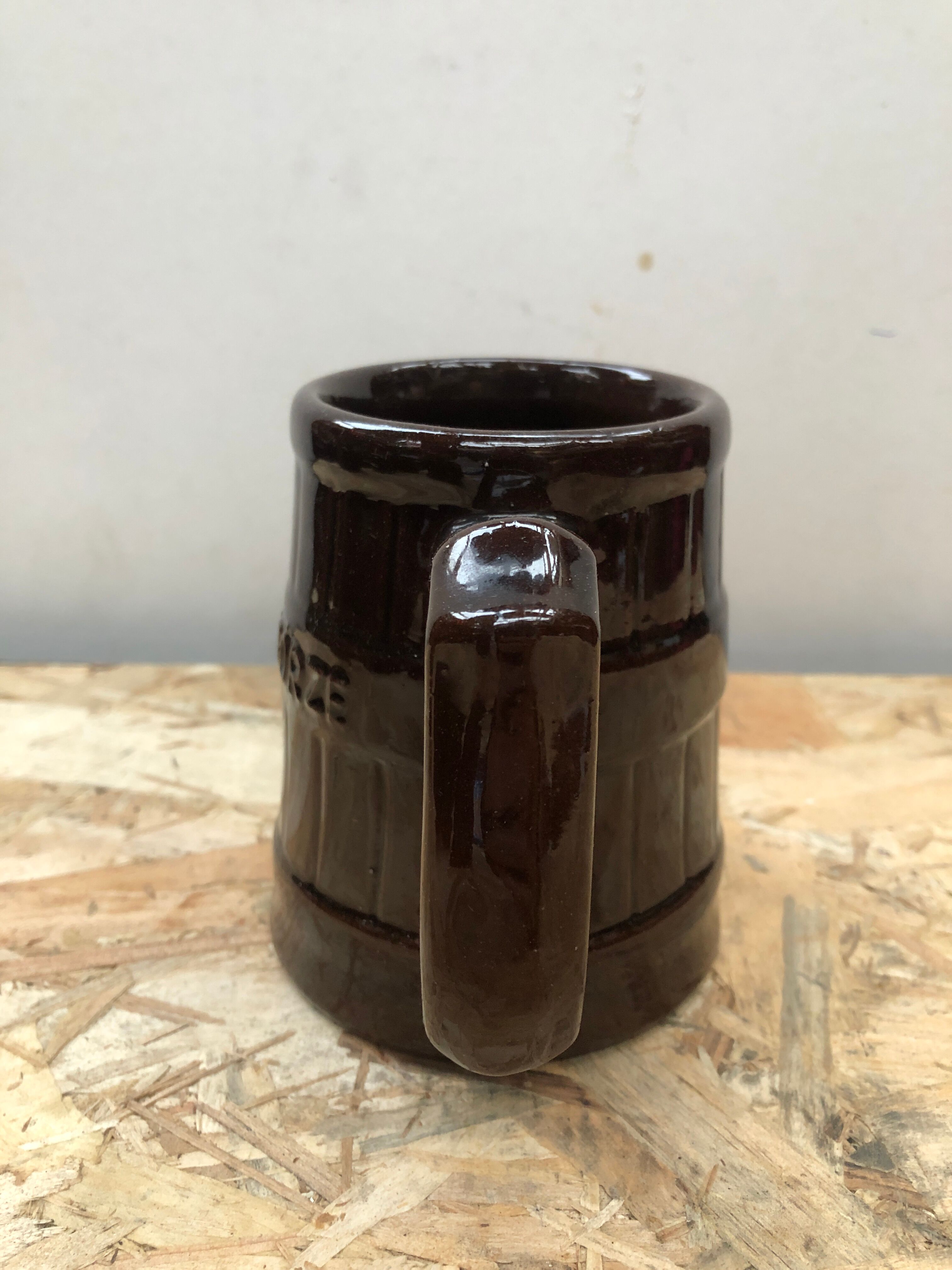 Serie 5 cups mugs miedzygorze ceramic brown vintage