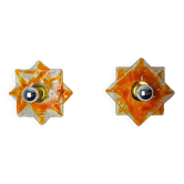 Pair of Murano Mazzega wall lights, orange frosted glass, Italy, 1970