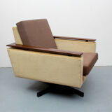 Fauteuil pivotant des années 1960 en mohair-velours