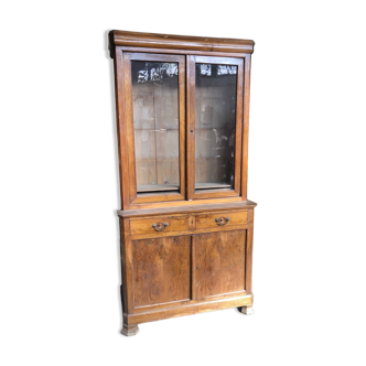 Louis Philippe two-body bookcase in walnut wood.