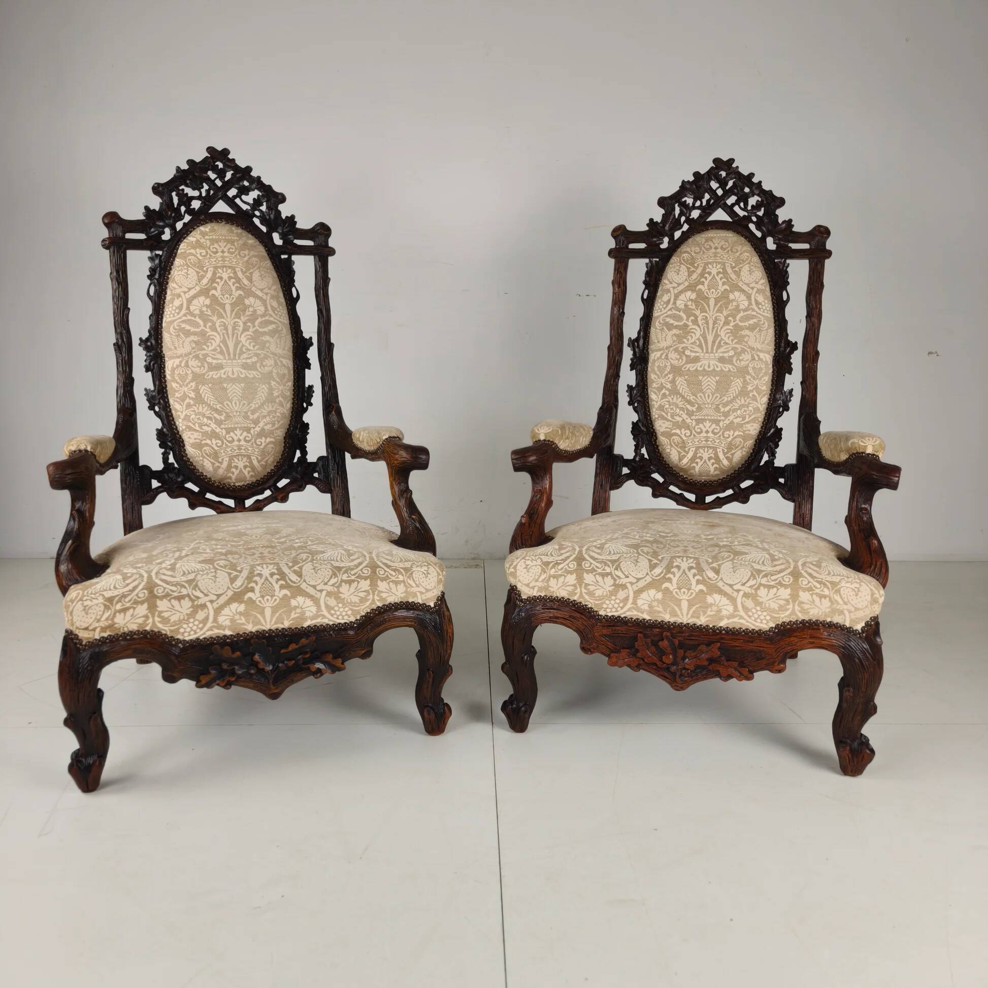Set of two Black Forest style armchairs by Horrix – 19th century