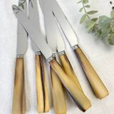 Set of 6 vintage horn table knives