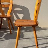 Set of 8 designer pine chairs in the style of Les Arcs Charlotte Perriand from the 70s