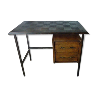 Vintage burnt wood desk shou-sugi-ban method, Japan