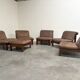 Ensemble de salon / fauteuil / canapé en cuir et chêne Rolf Benz, années 1970