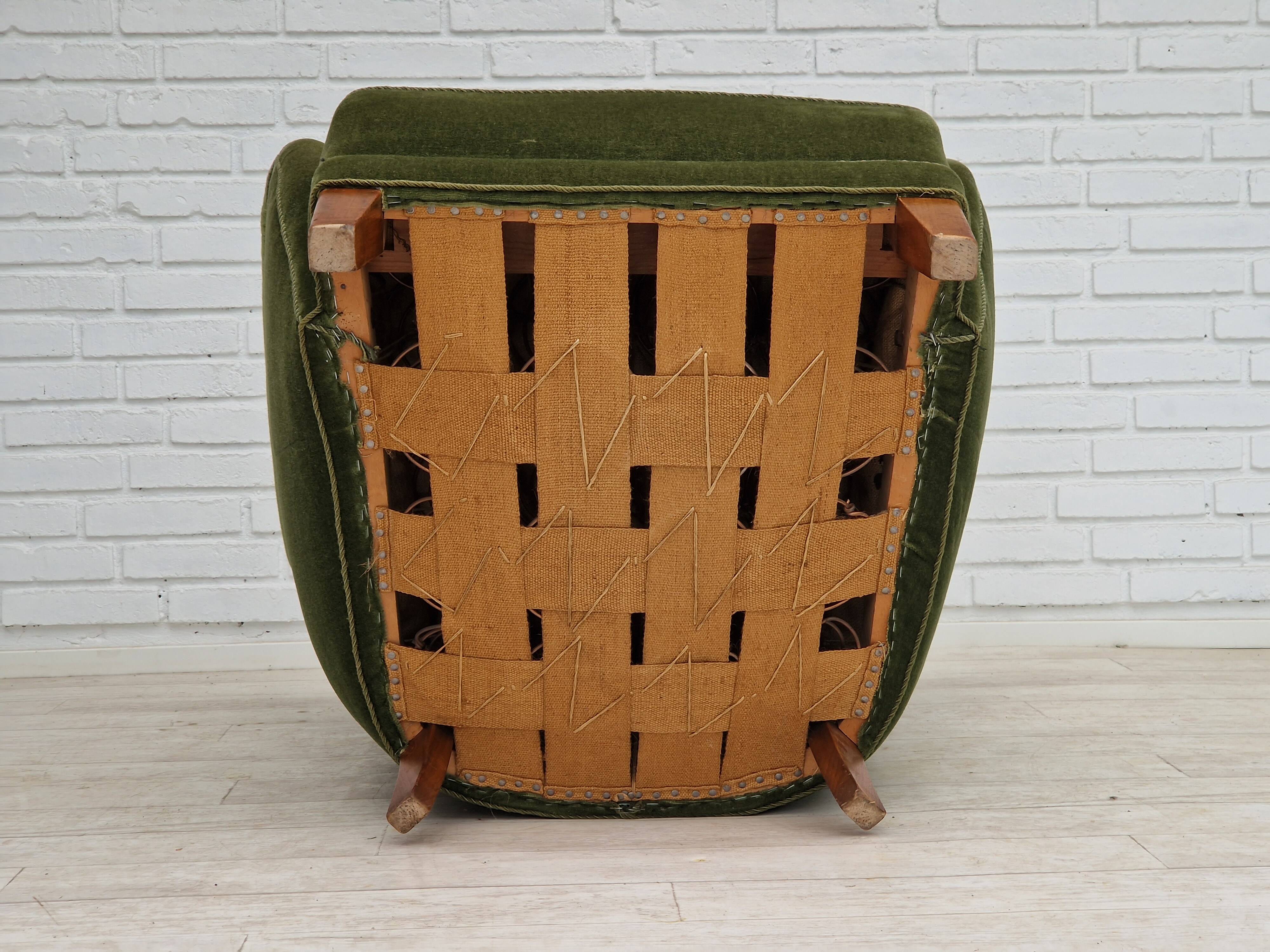 1960s, danish design, velour relax chair with footstool, original condition.