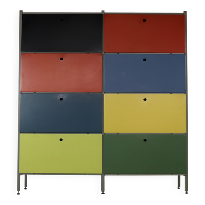 Rangement mural coloré des années 50 par Wim Rietveld pour Gispen