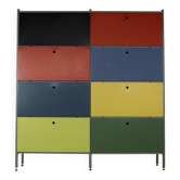 Fifties dutch design colorful wall storage by Wim Rietveld for Gispen