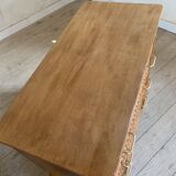 Vintage oak and rattan chest of drawers