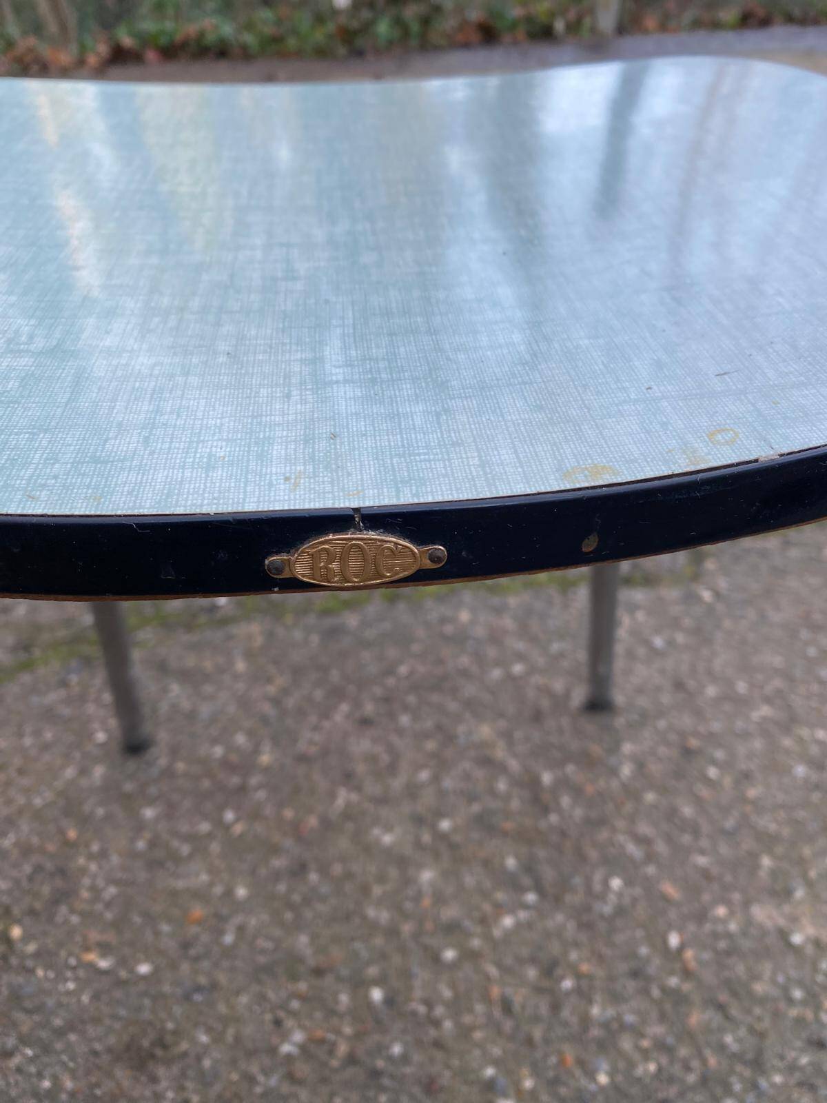 2 blue 1980s Roc La Samaritaine Formica chairs