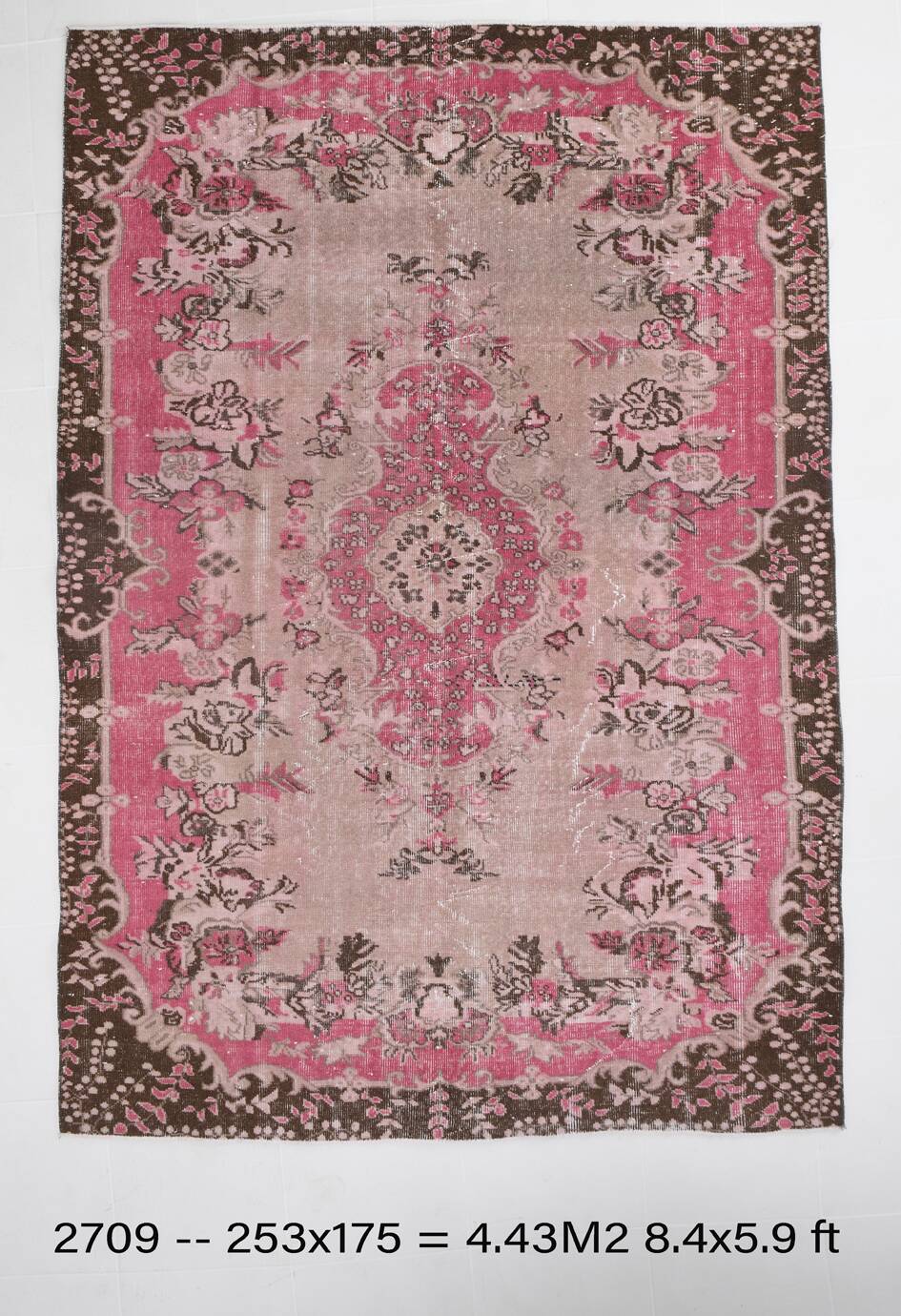 5x8 Pink Brown Vintage Area Rug 175x253Cm