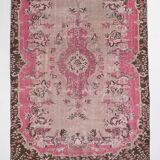 5x8 Pink Brown Vintage Area Rug 175x253Cm