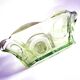 Art Deco oval bowl in green glass – geometric moulded decoration 1920-1930