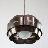 Vintage Italian Metal and Opaline Glass Pendant Lamp, 70s