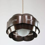 Vintage Italian Metal and Opaline Glass Pendant Lamp, 70s