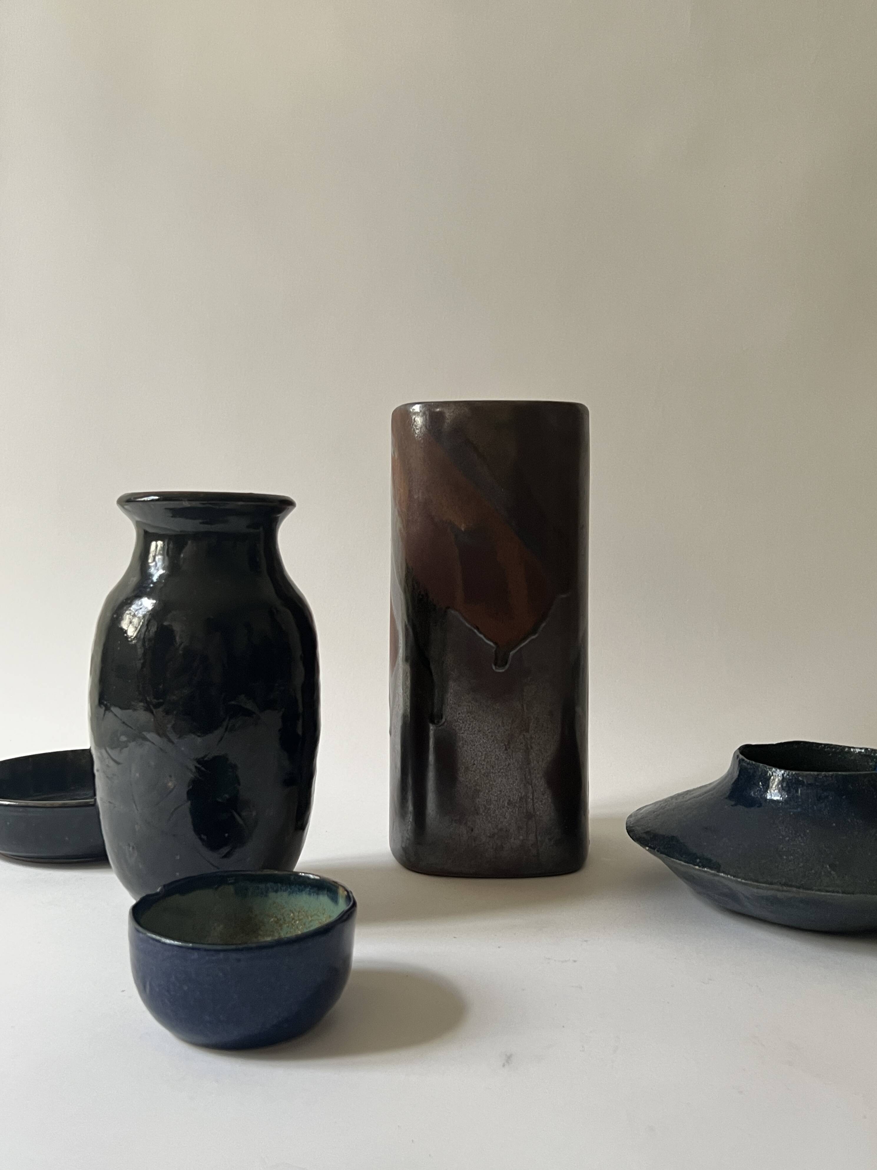 Large iridescent ceramic vase signed Jean Yves Lemonnier, France 1970