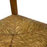 Set of four vintage chairs / stool - brutalist style minimalist oak and wicker 60s
