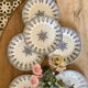 Set of 8 vintage iron earthenware flat plates, Annam de Gien model