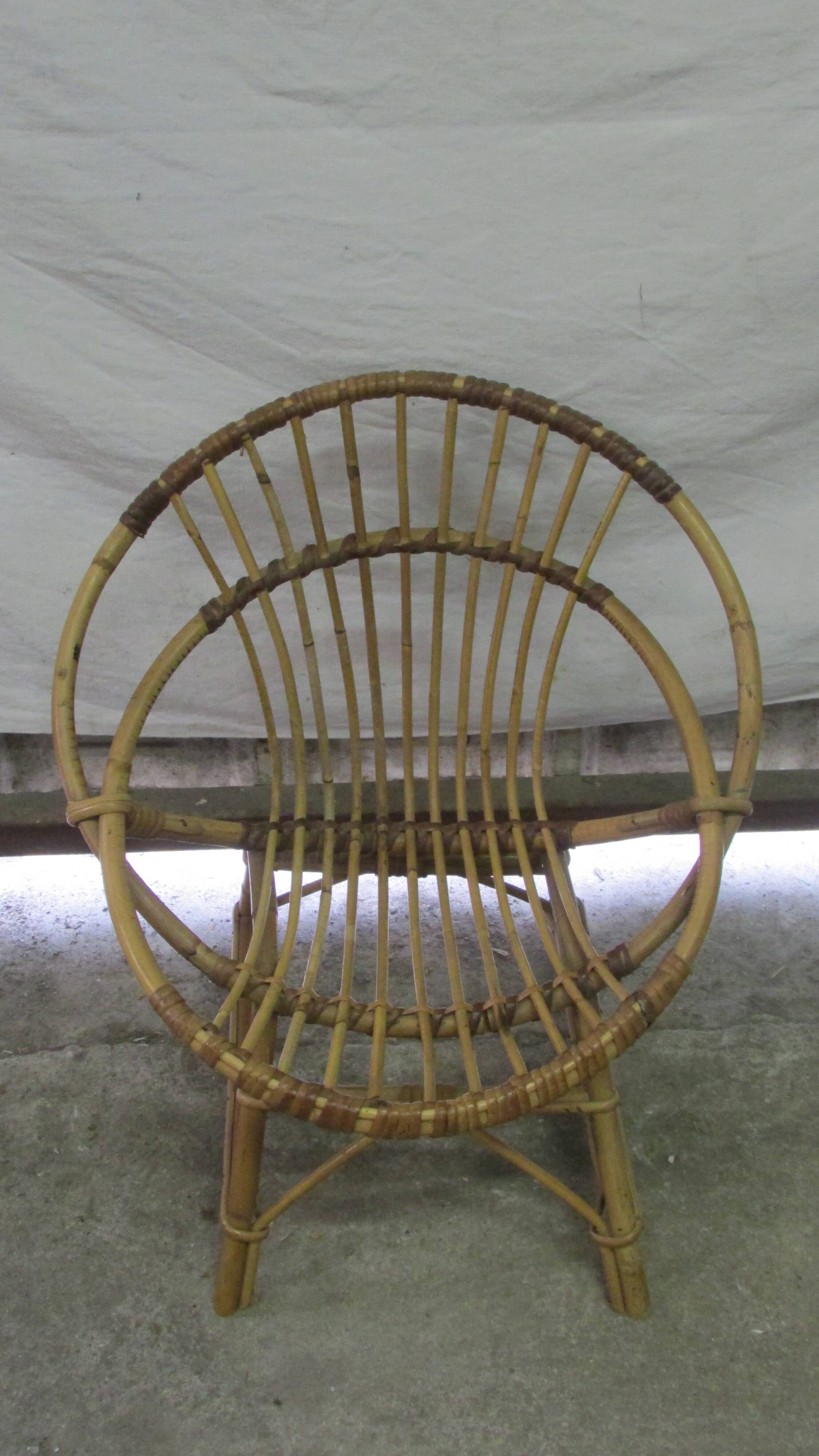 Vintage rattan/bamboo shell children's armchair