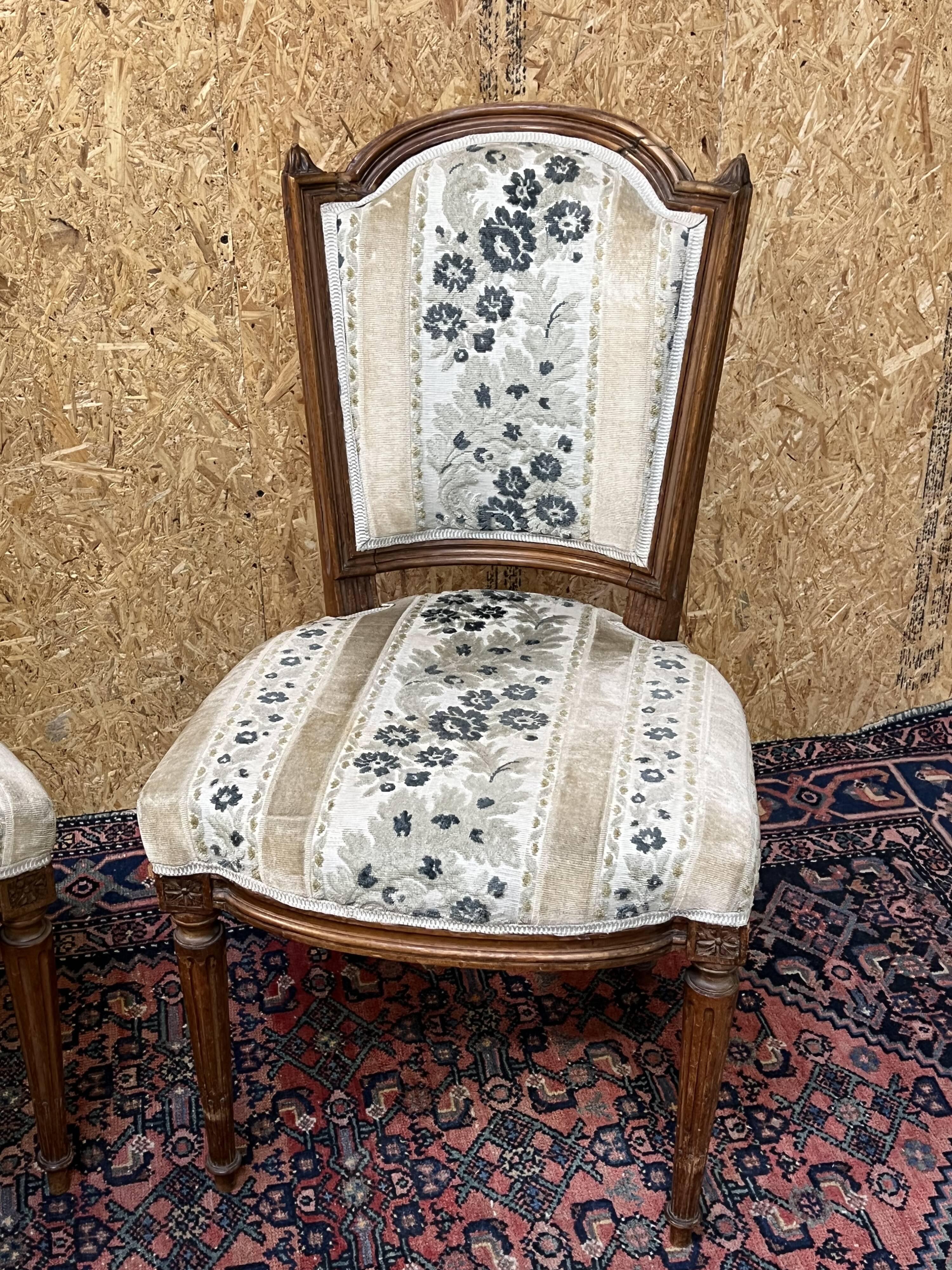 Pair of antique Louis XVI style chairs, beautifully upholstered