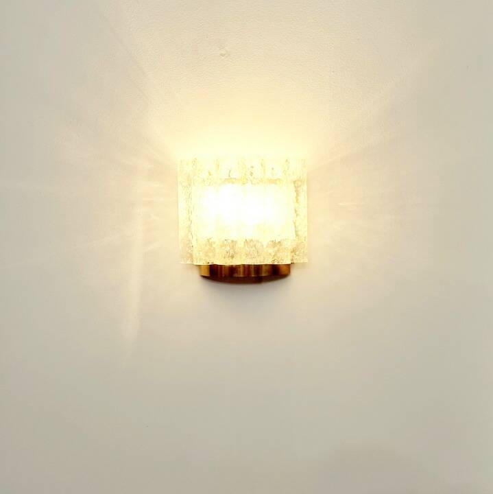 Mid-Century Ice Glass Wall Light from Doria Leuchten, Germany, 1960s