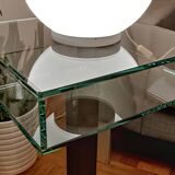 Very beautiful Marais International design pedestal table in 10mm clear glass