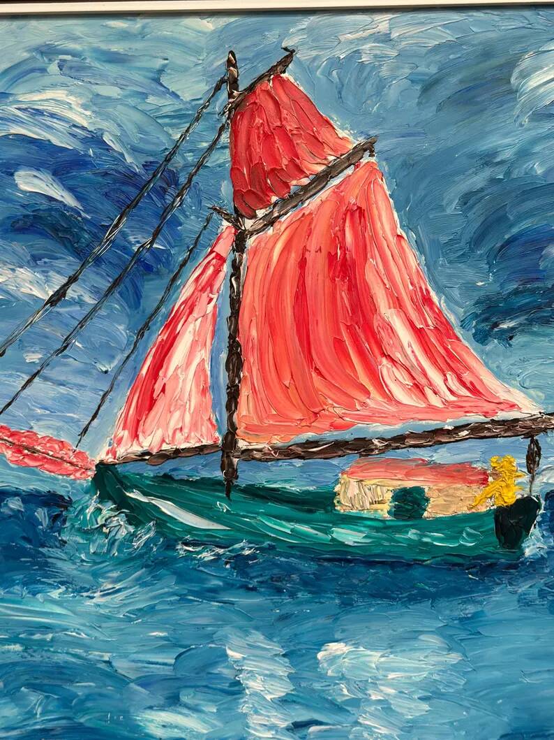 Original Swedish Oil on Panel – “Sailboat on the Water” by U. Ekshard – Signed – Dated 1971 – Vintage & Framed
