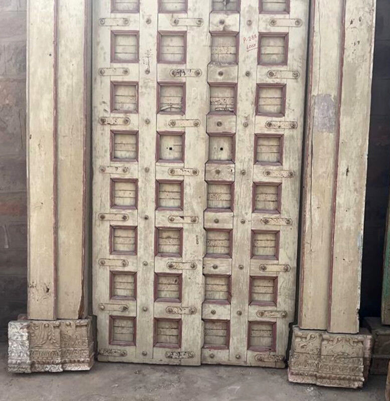 Old Indian door in old teak, piece and patina of origin