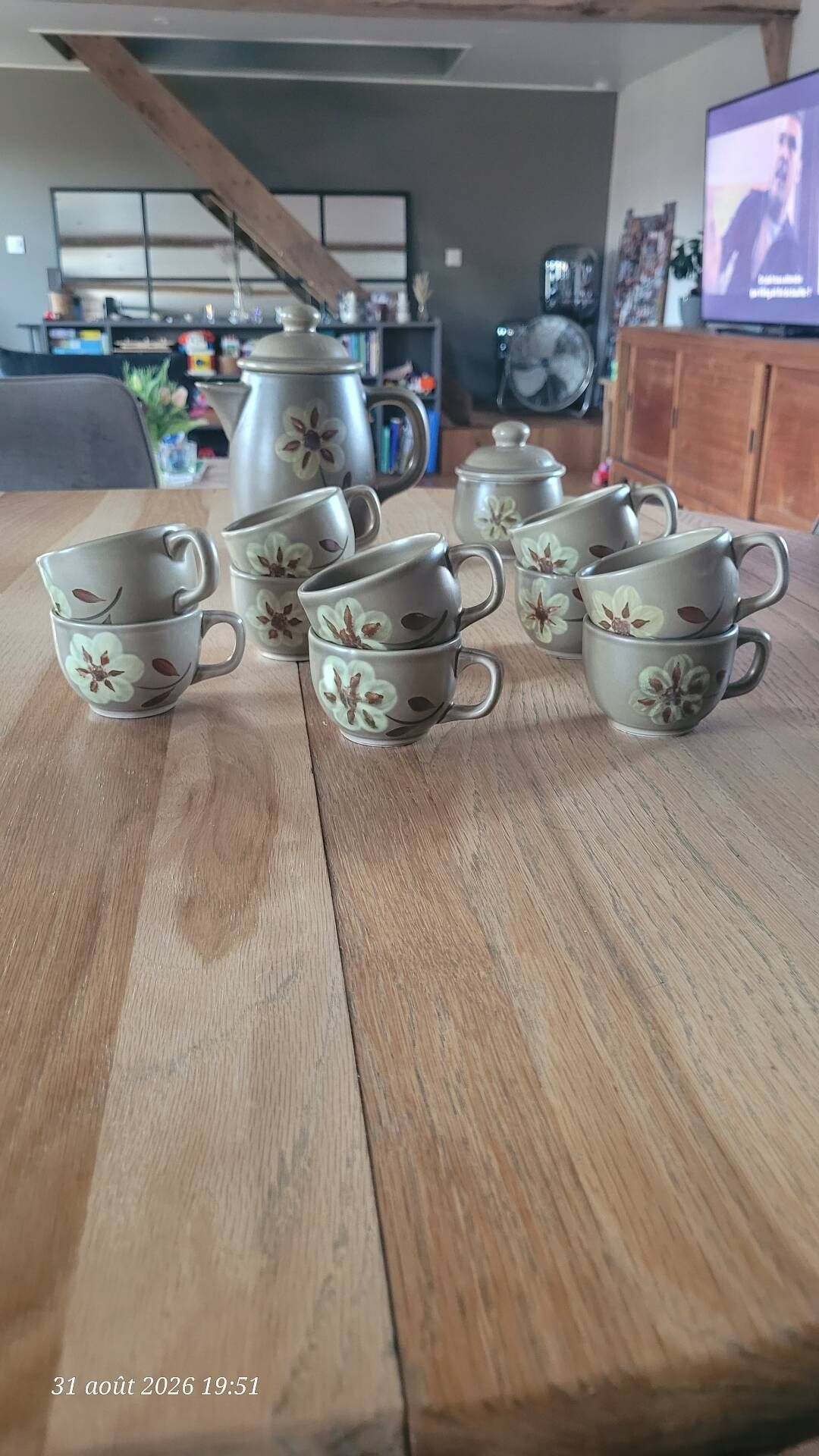 Coffee service in stoneware from the Revernay art workshops - France