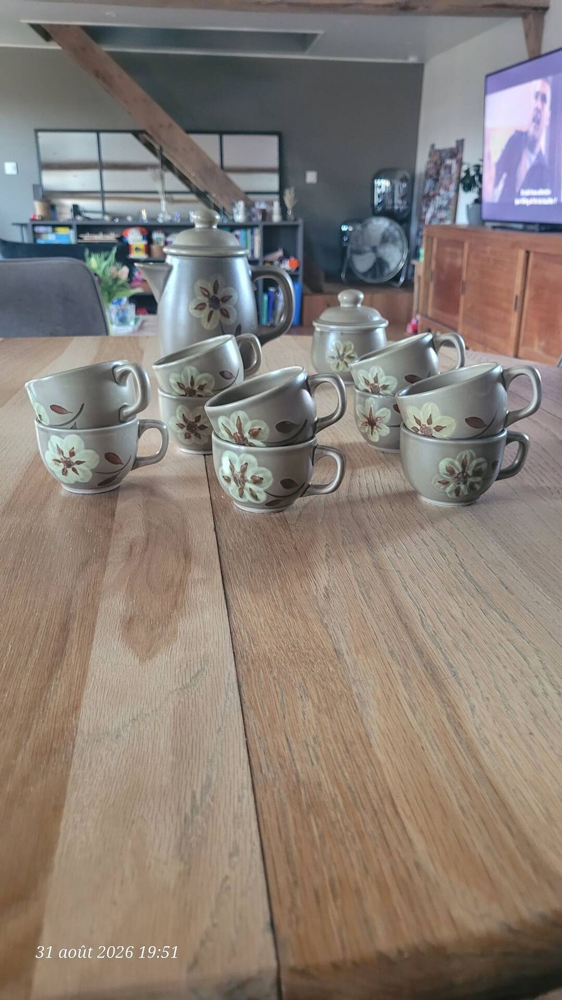 Service à café en grès des ateliers d'art du Revernay  -  France