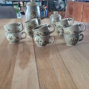 Service à café en grès des ateliers d'art du Revernay  -  France
