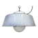 Industrial Grey Enamel Factory Pendant Lamp with Glass Cover, 1960s