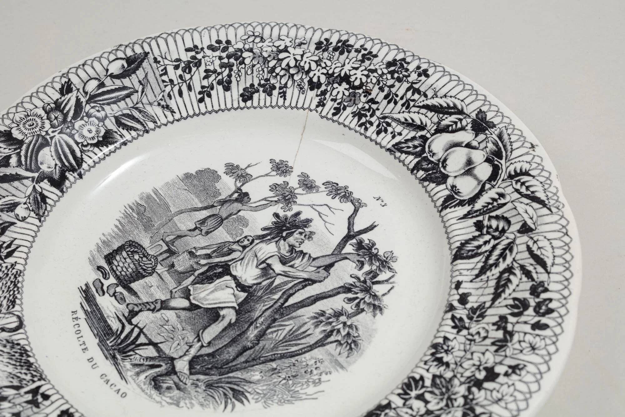 12 x earthenware plates from Creil and Montereau on the theme of harvest.