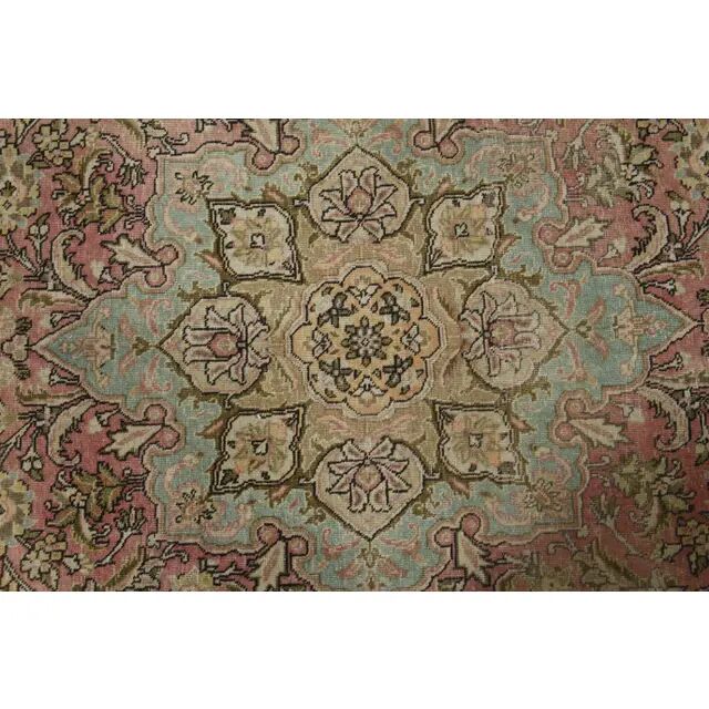 1970s Vintage Persian Handmade Wool Green Area Rug 285x390