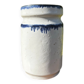 Joli pot ou vase en grès vernissé effet coulures bleues