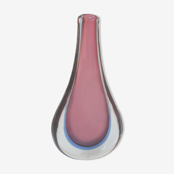 Large glass drop vase attributed to Orrefors or Murano