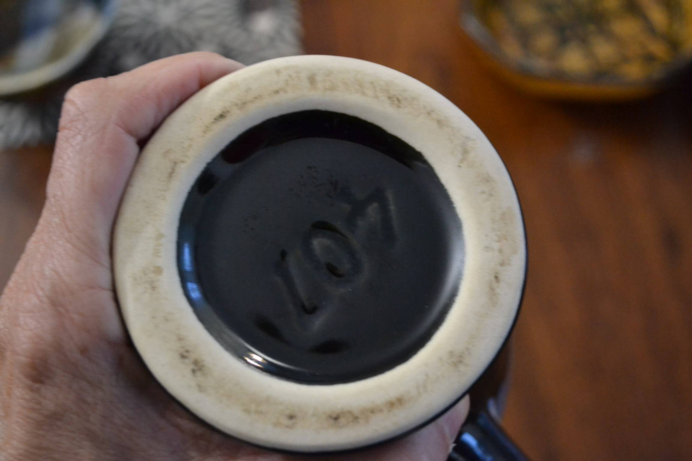 Large flame-patterned stoneware jug