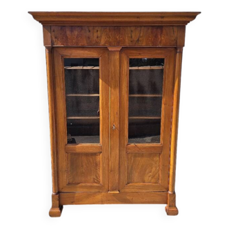 Bibliotheque en noyer 2 portes style empire du xix ème siecle