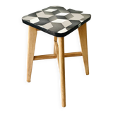 Vintage LV brand wood and formica stool from the 1950s