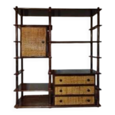 Maugrion Library editions - wood and caning - France 1980s