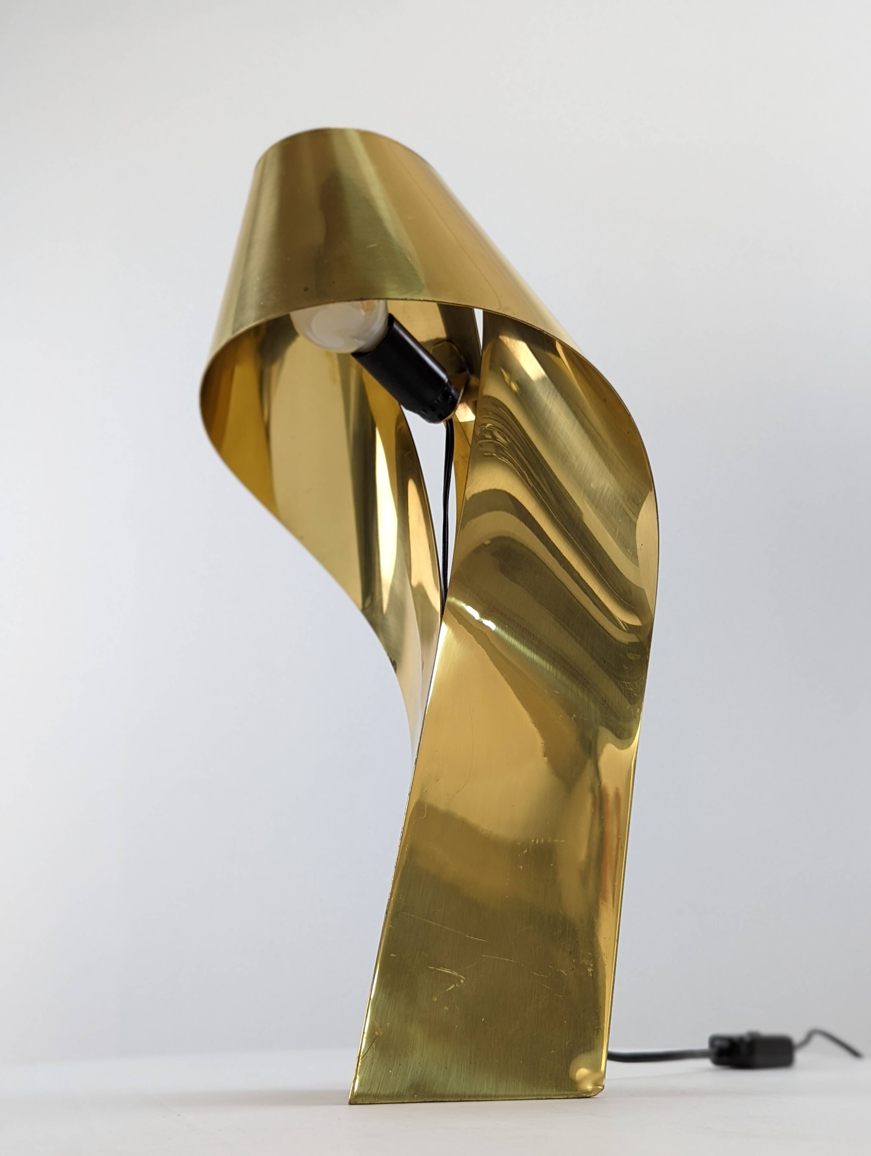Limited Edition Sculptural Brass Lamp by Serge Mansau, 1970s