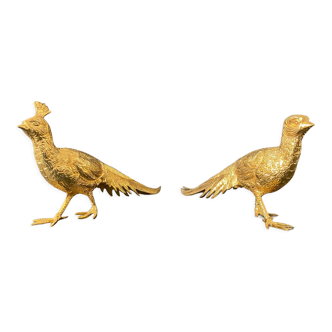 Couple of golden pheasants vintage decoration