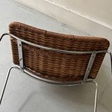 Chair made of rattan, wicker and chrome-plated metal