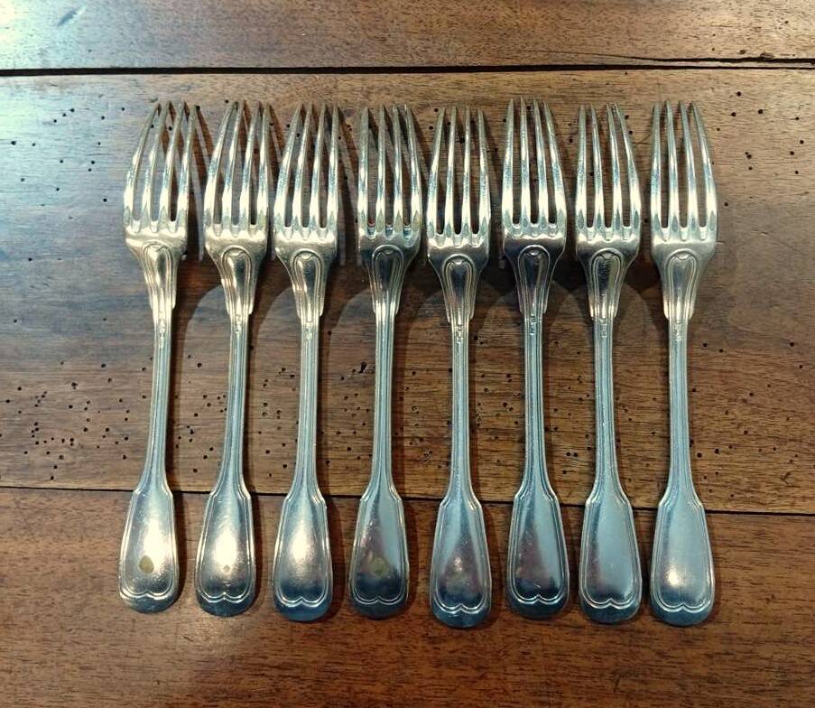 Set of 8 silver-plated forks
