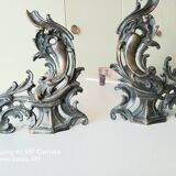 Louis XV bronze and cast iron andirons