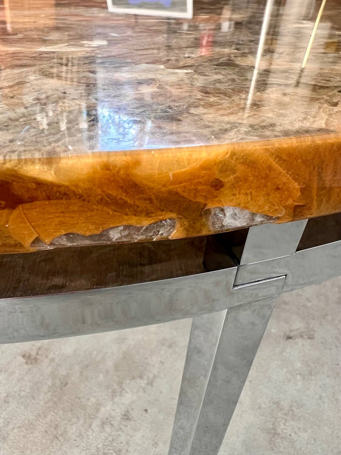 Old Italian design marble effect resin coffee table from the 70s