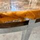 Old Italian design marble effect resin coffee table from the 70s